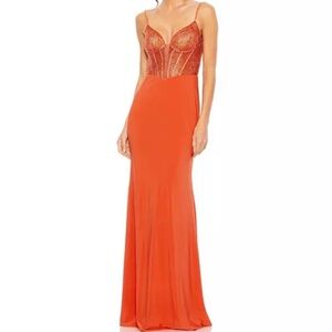 Elegant Orange Evening Gown